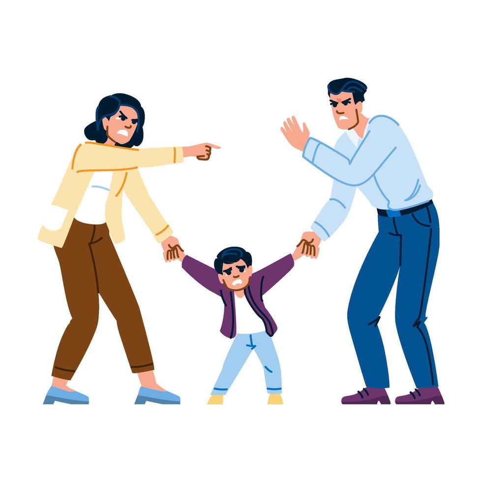 visitation divorce kid debate vector