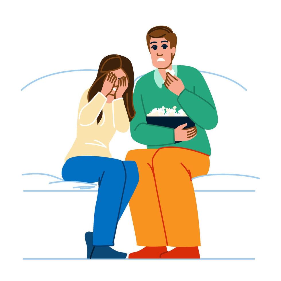 fear horror movie couple vector