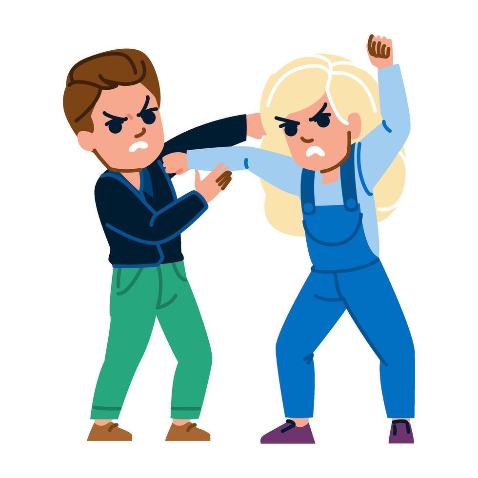 conflict kid boy girl fight vector