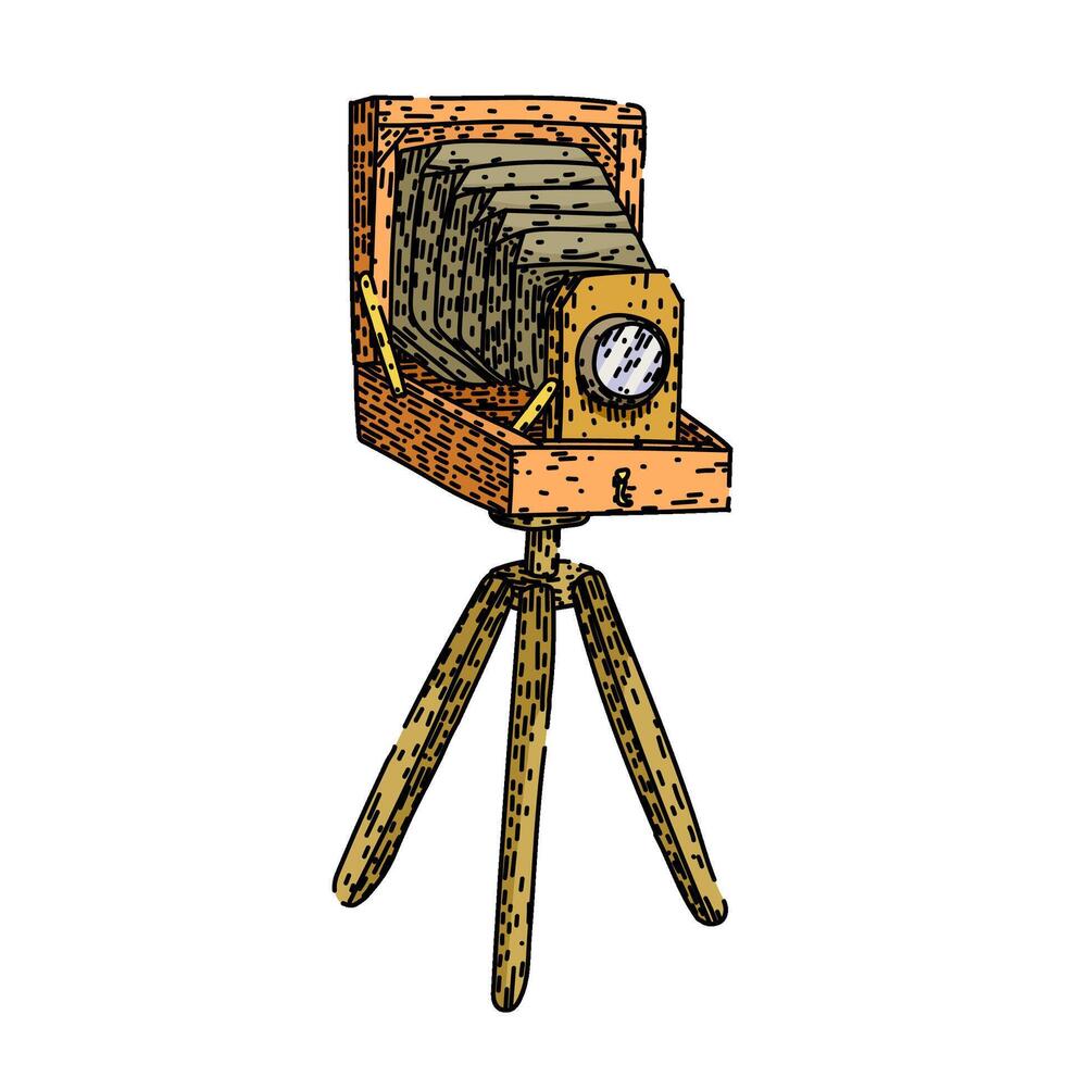 analog vintage camera sketch drawn vector