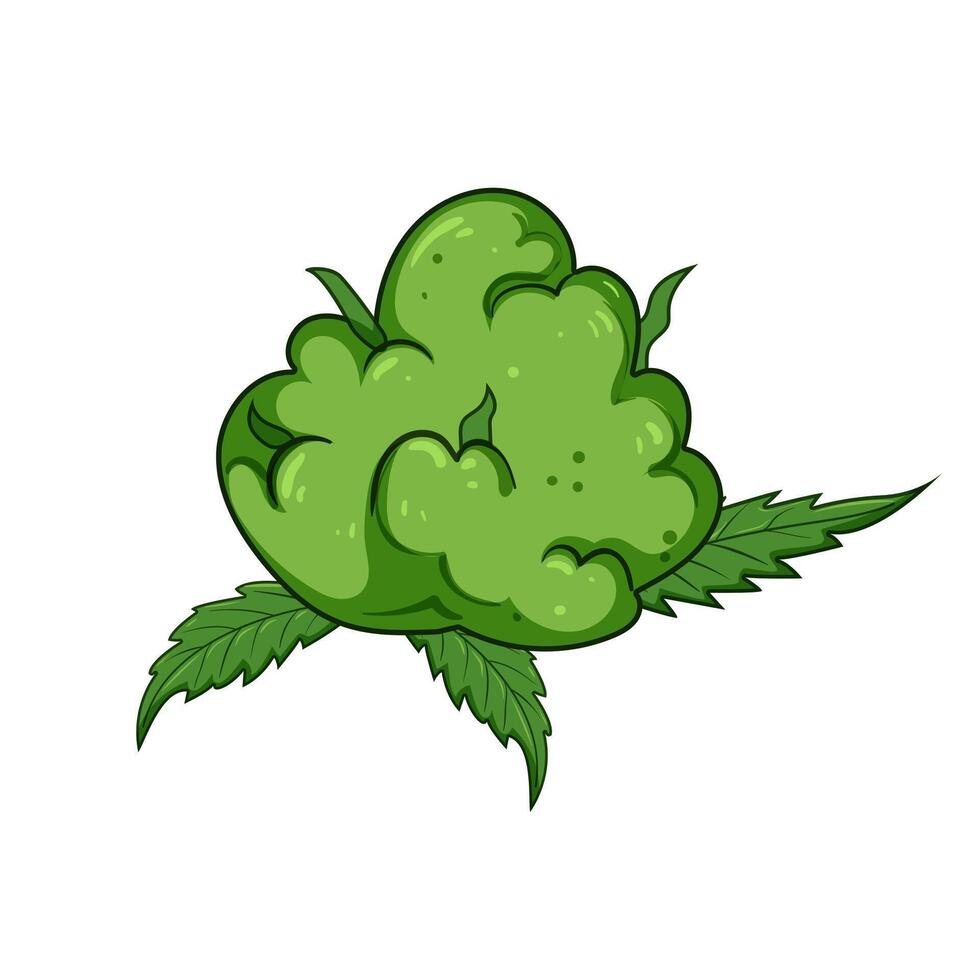 hemp weed bud cartoon illustration vector