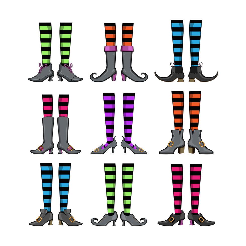 witch legs set cartoon illustration vector