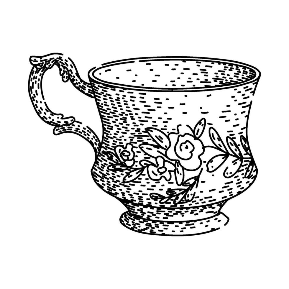 mug porcelain cup sketch vintage drawn vector