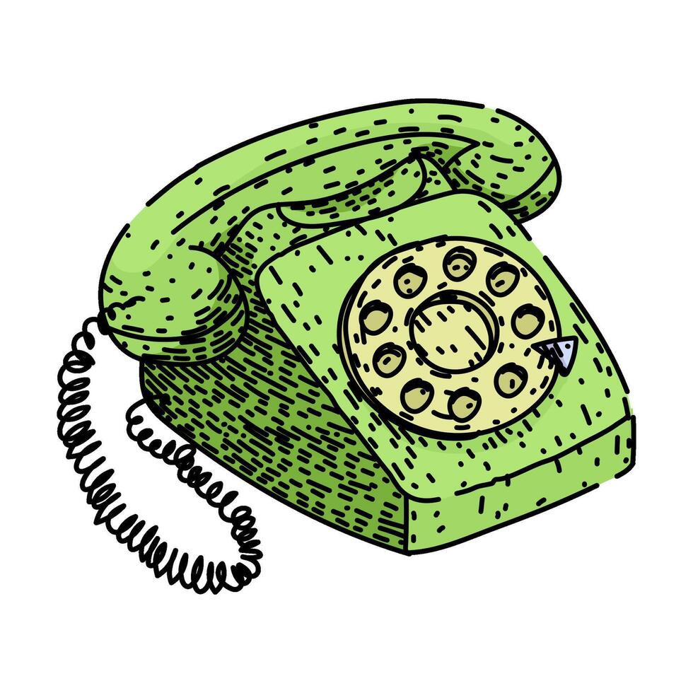 antique rotary telephone hand drawn vector
