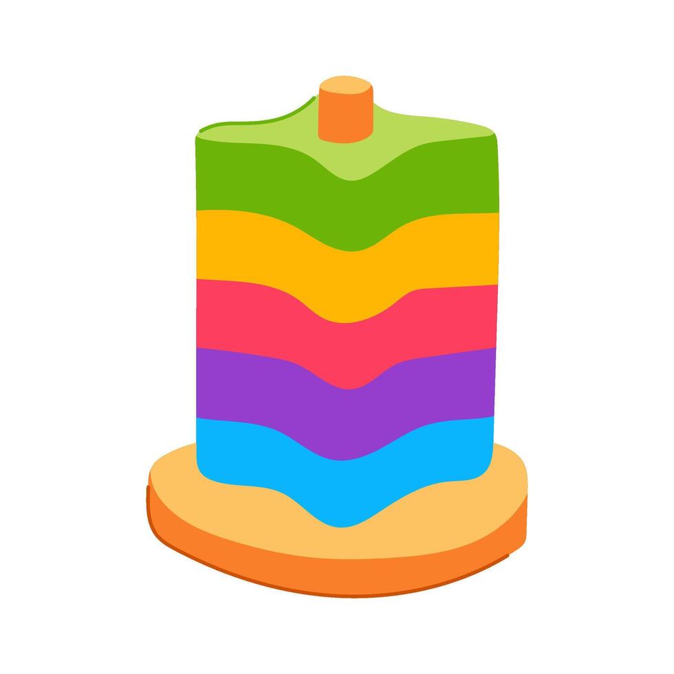 wooden stacking toy cartoon illustration vector