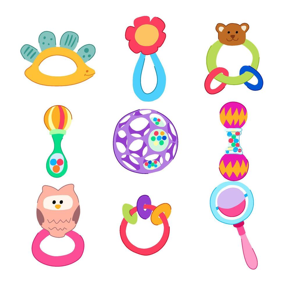 baby rattle set illustration vector