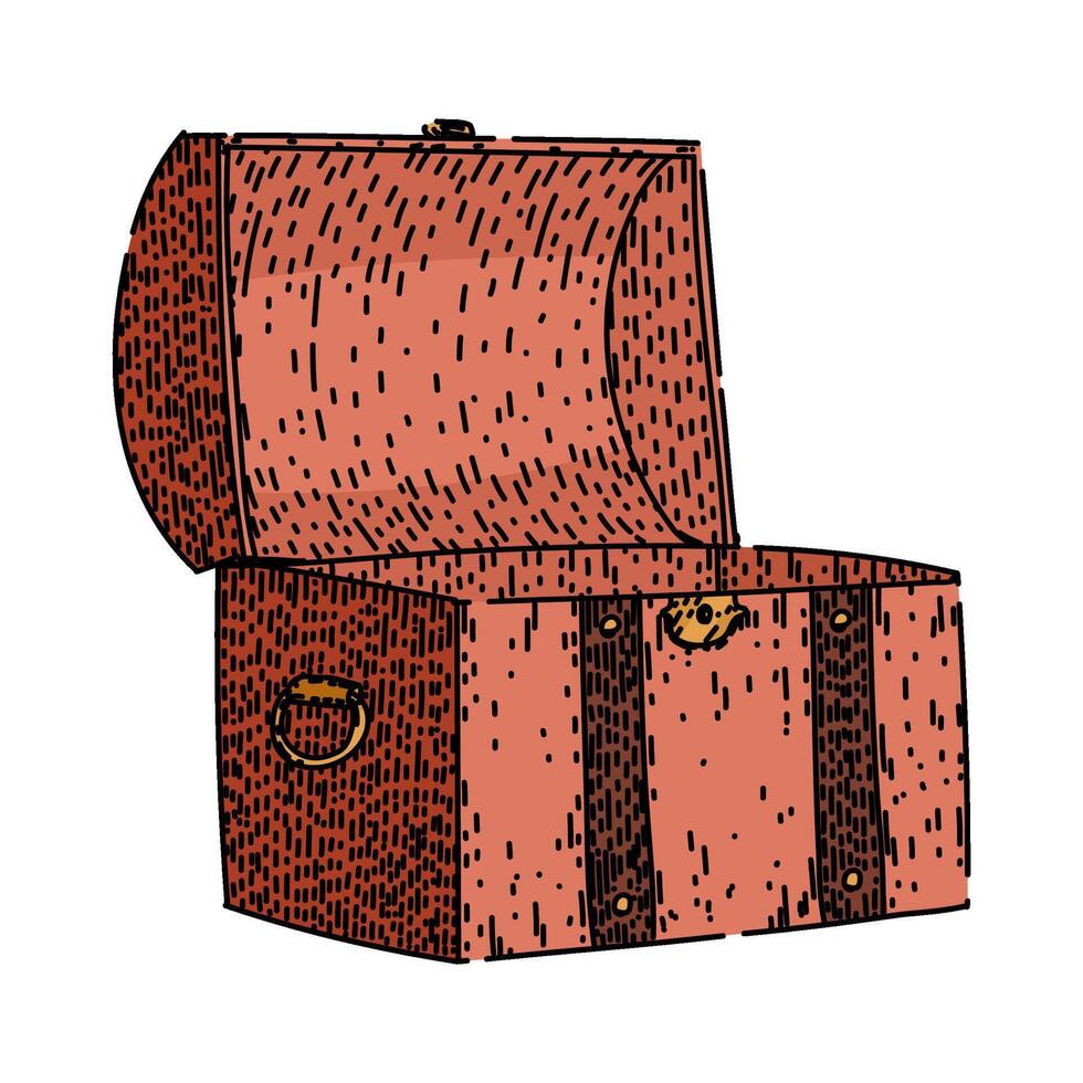 secure antique chest sketch hand drawn vintage vector
