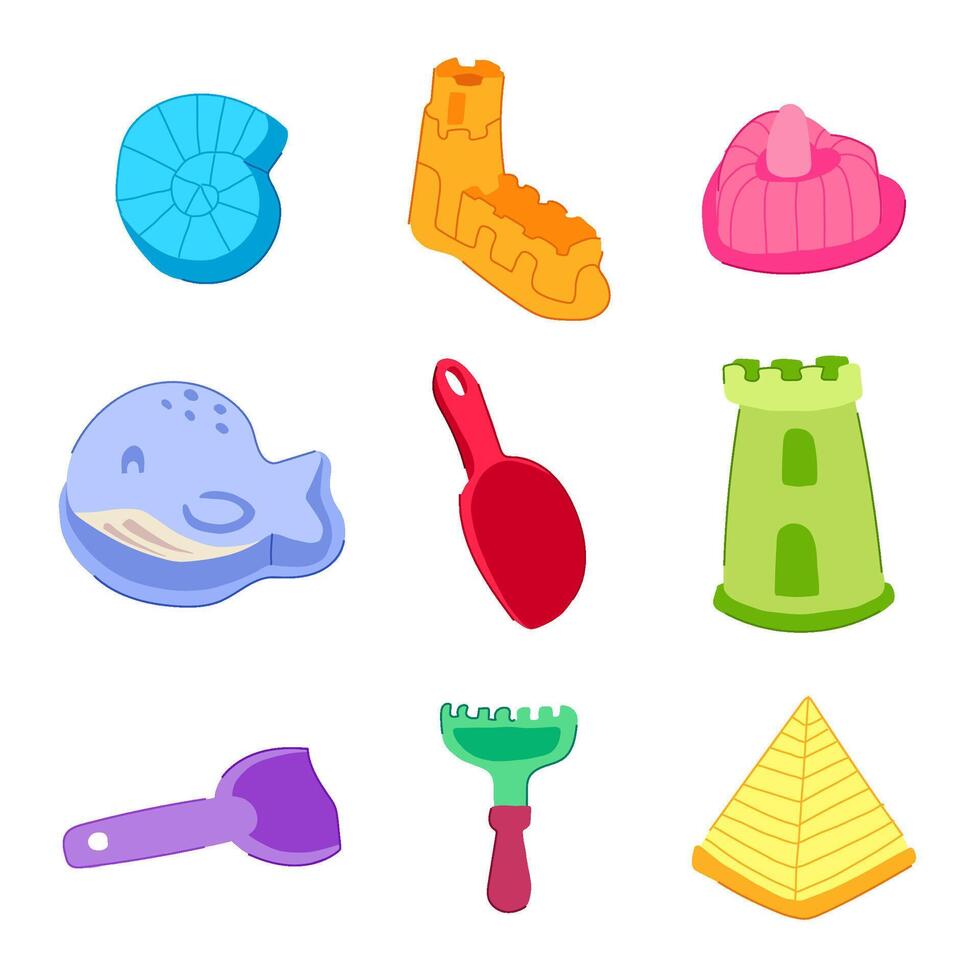 sand toy set cartoon illustration vector