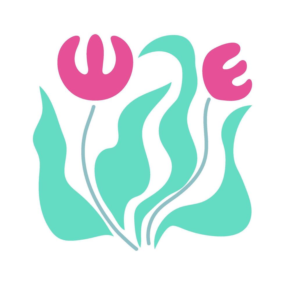 unique abstract square flowers cartoon illustration vector