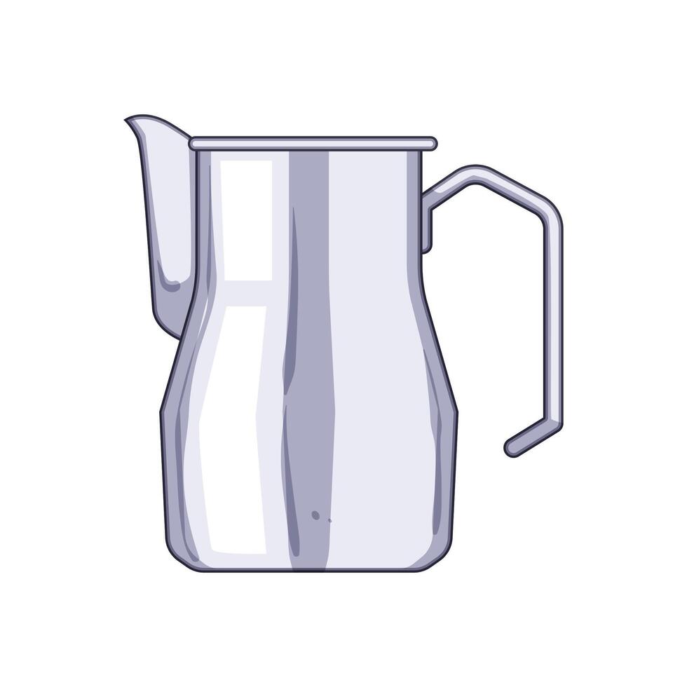 barista milk frothing pitcher cartoon illustration vector