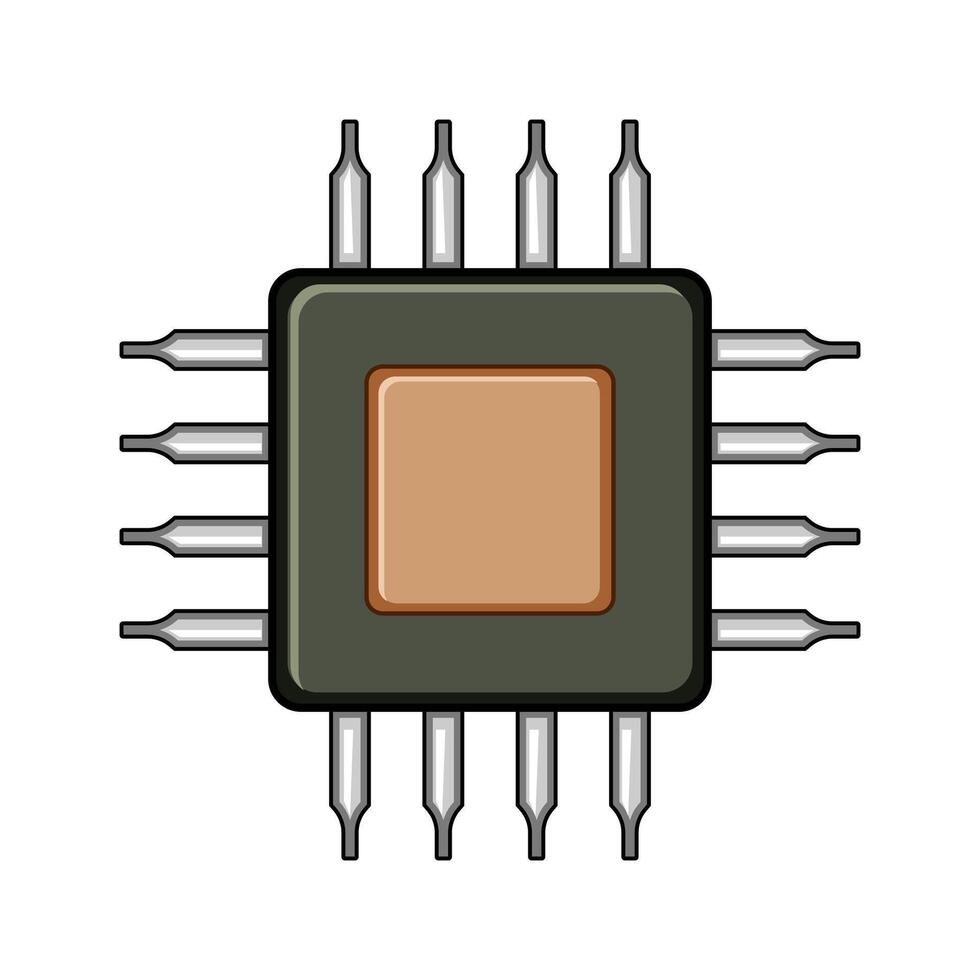steaming microchip cartoon illustration vector