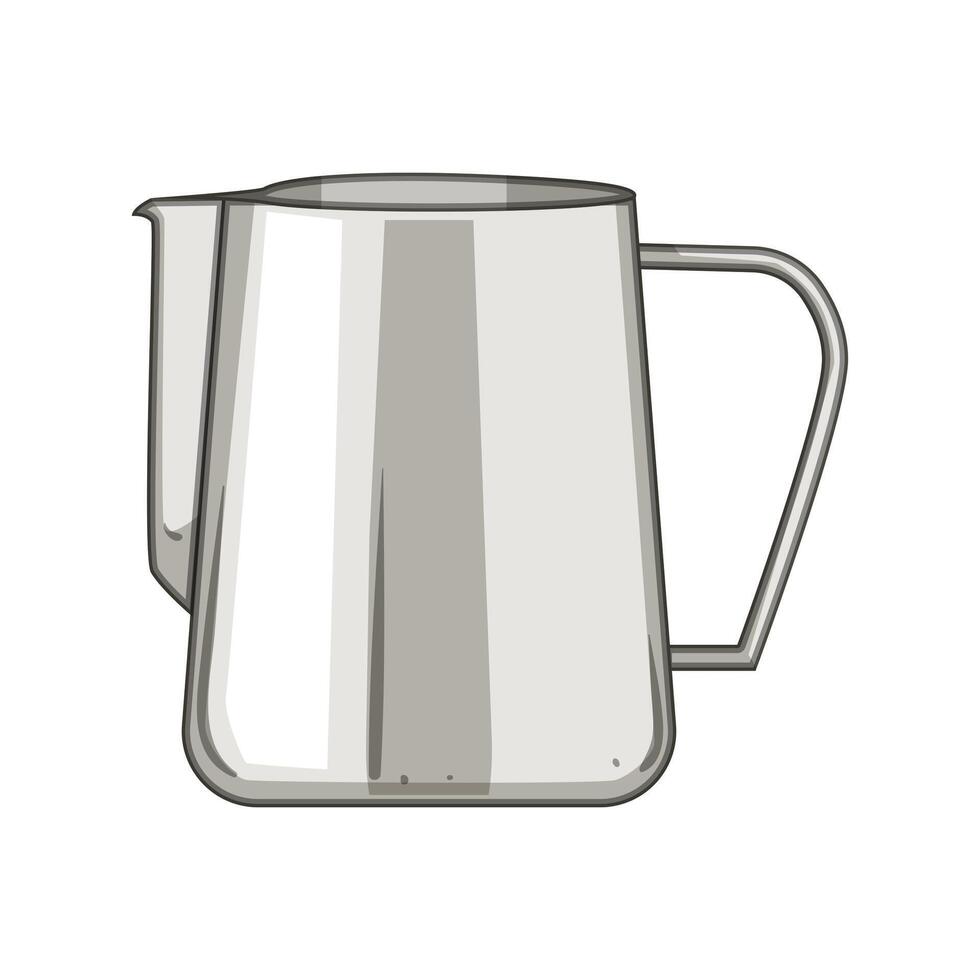 pour milk frothing pitcher cartoon illustration vector
