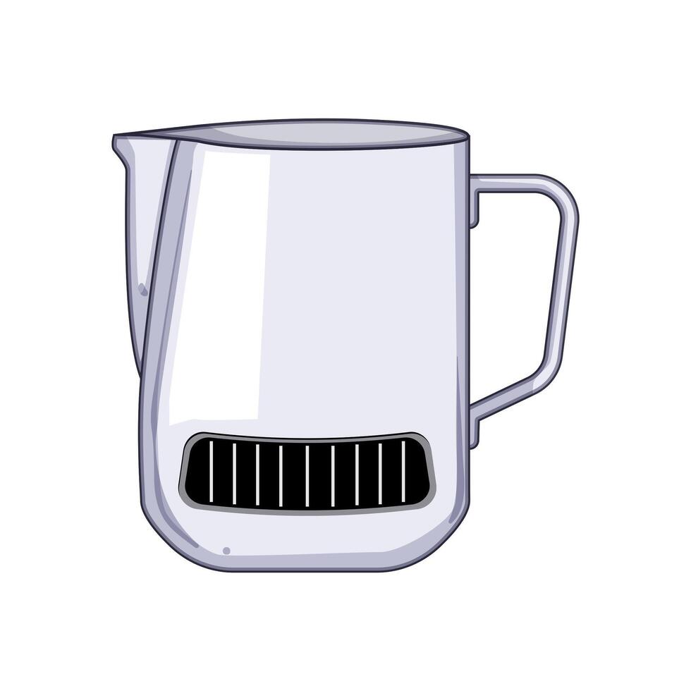 foam milk frothing pitcher cartoon illustration vector