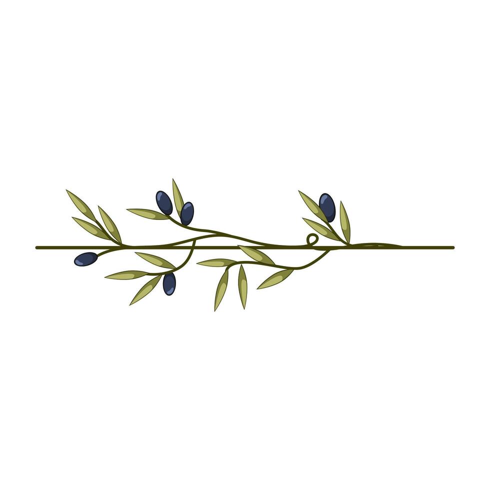 spread olive border divider cartoon illustration vector