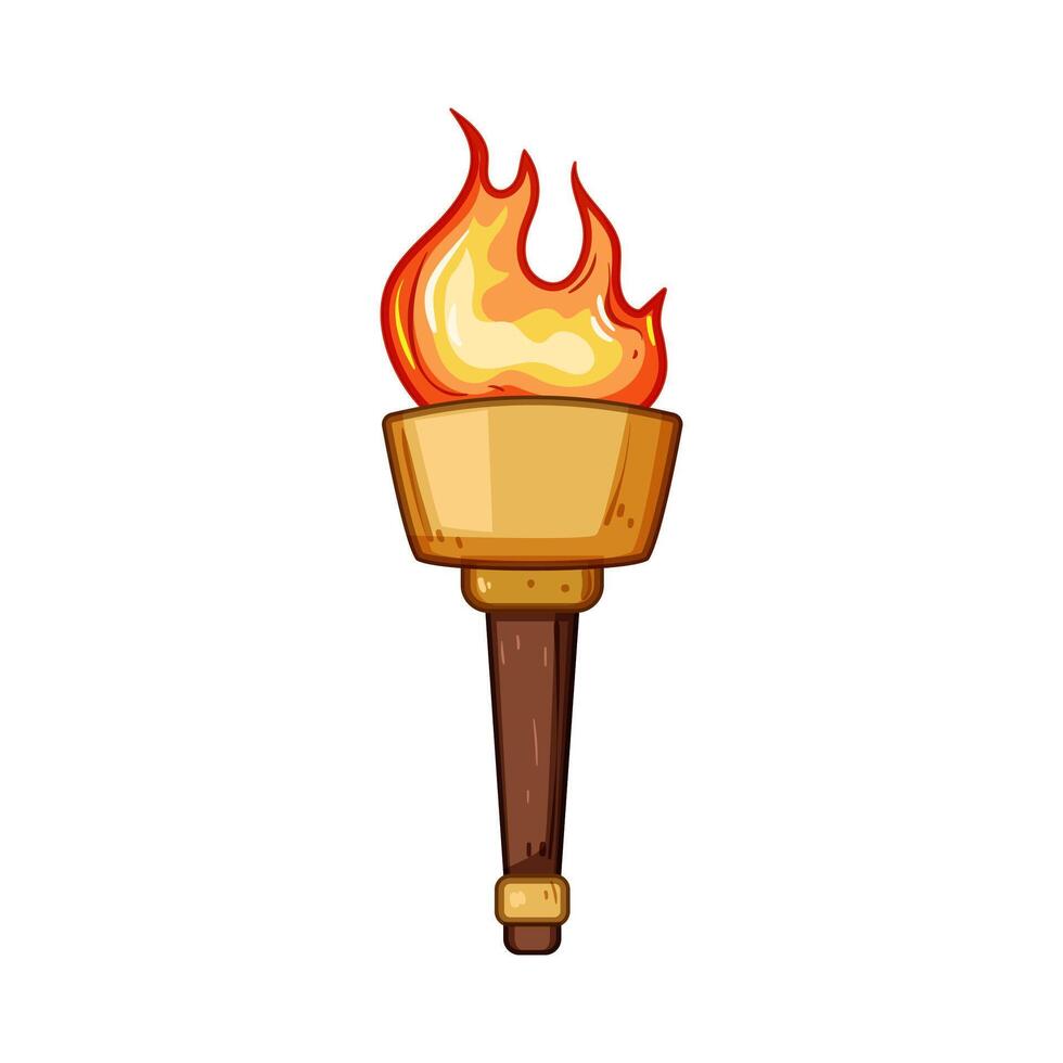 glow torch fire cartoon illustration vector