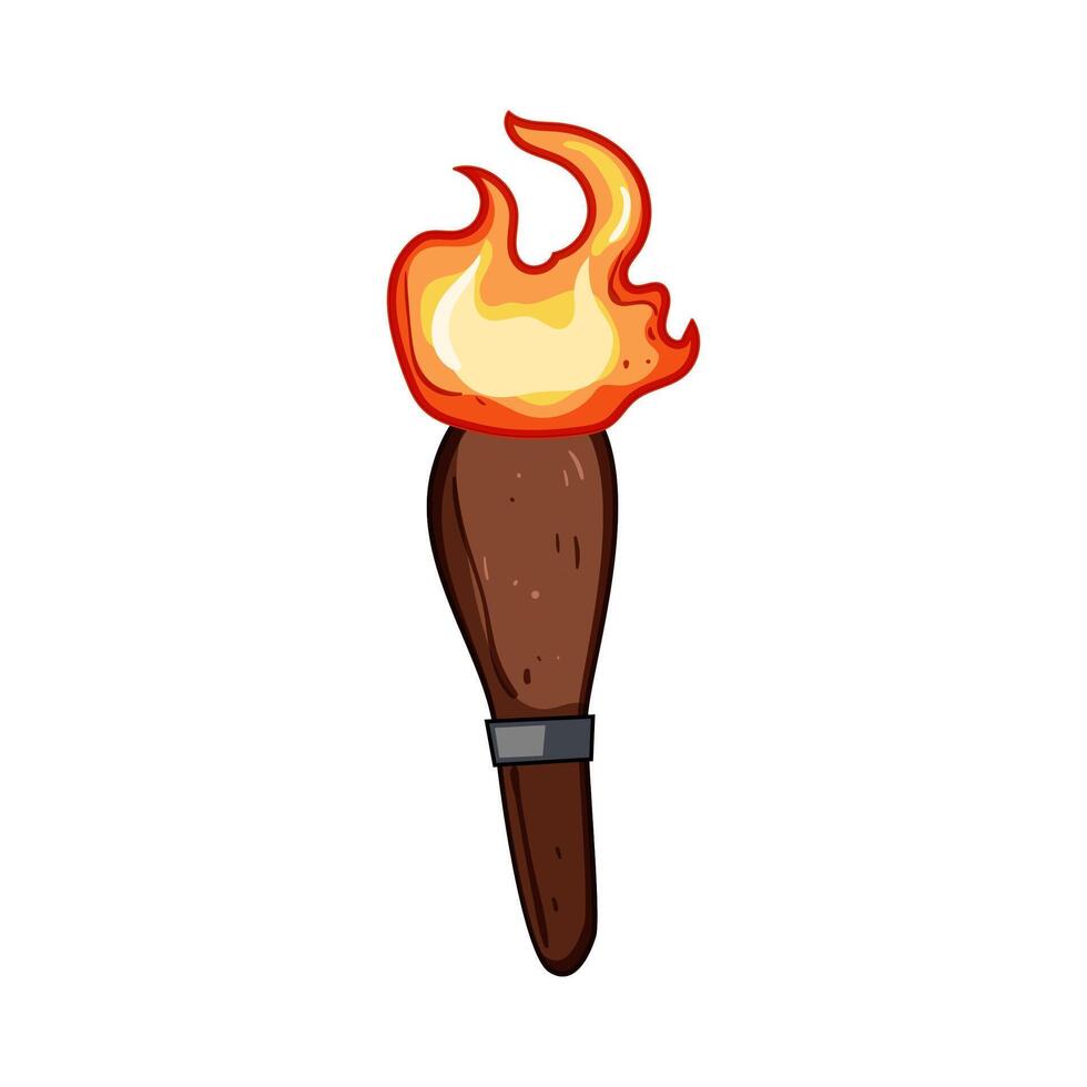inferno torch fire cartoon illustration vector
