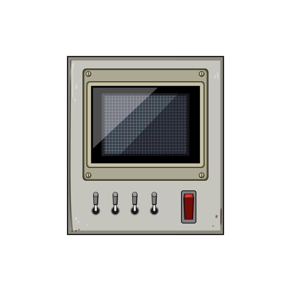 steel retro control panel cartoon illustration vector