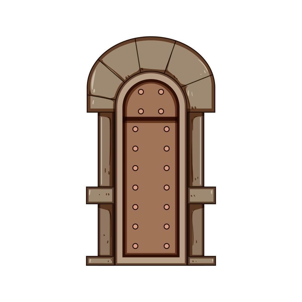 lintel ancient medieval door cartoon illustration vector