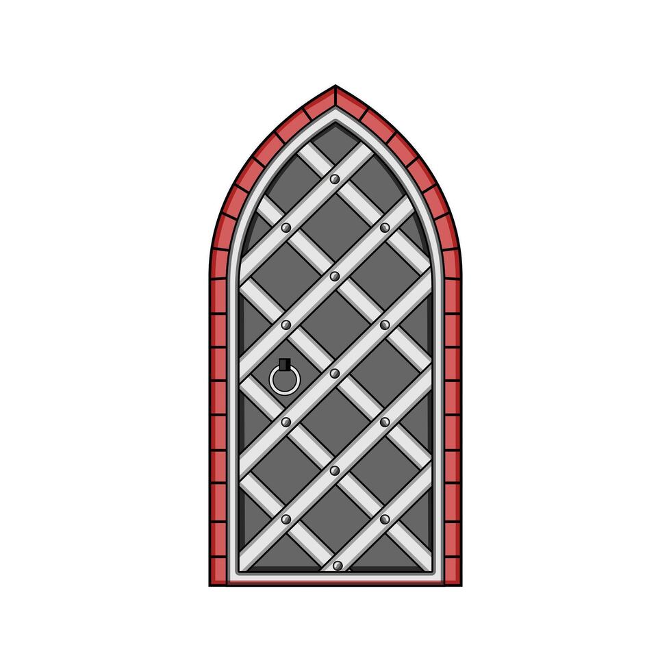 hinges ancient medieval door cartoon illustration vector