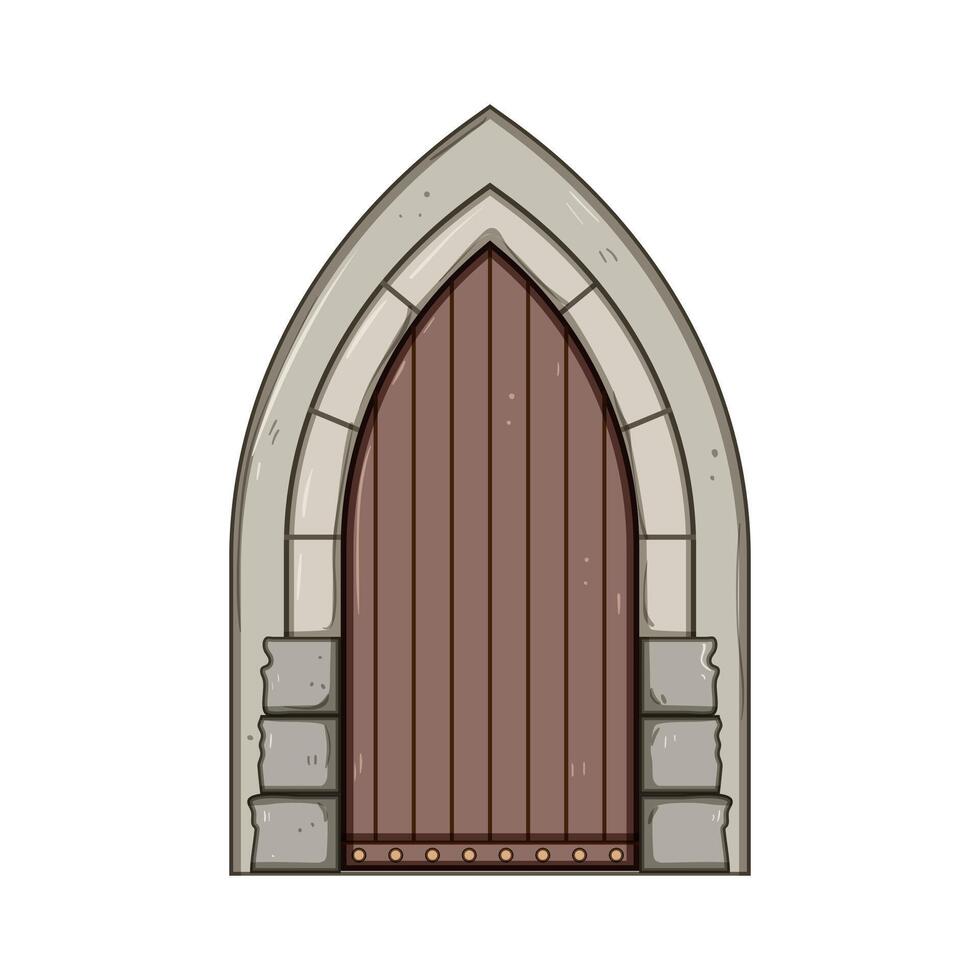ironwork ancient medieval door cartoon illustration vector