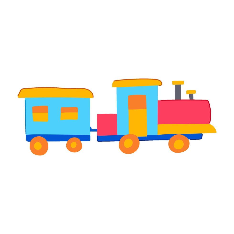 caboose train toy cartoon illustration vector