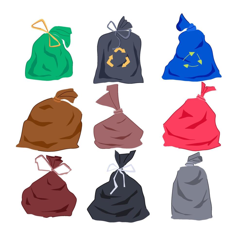 compostable trash bag set illustration vector