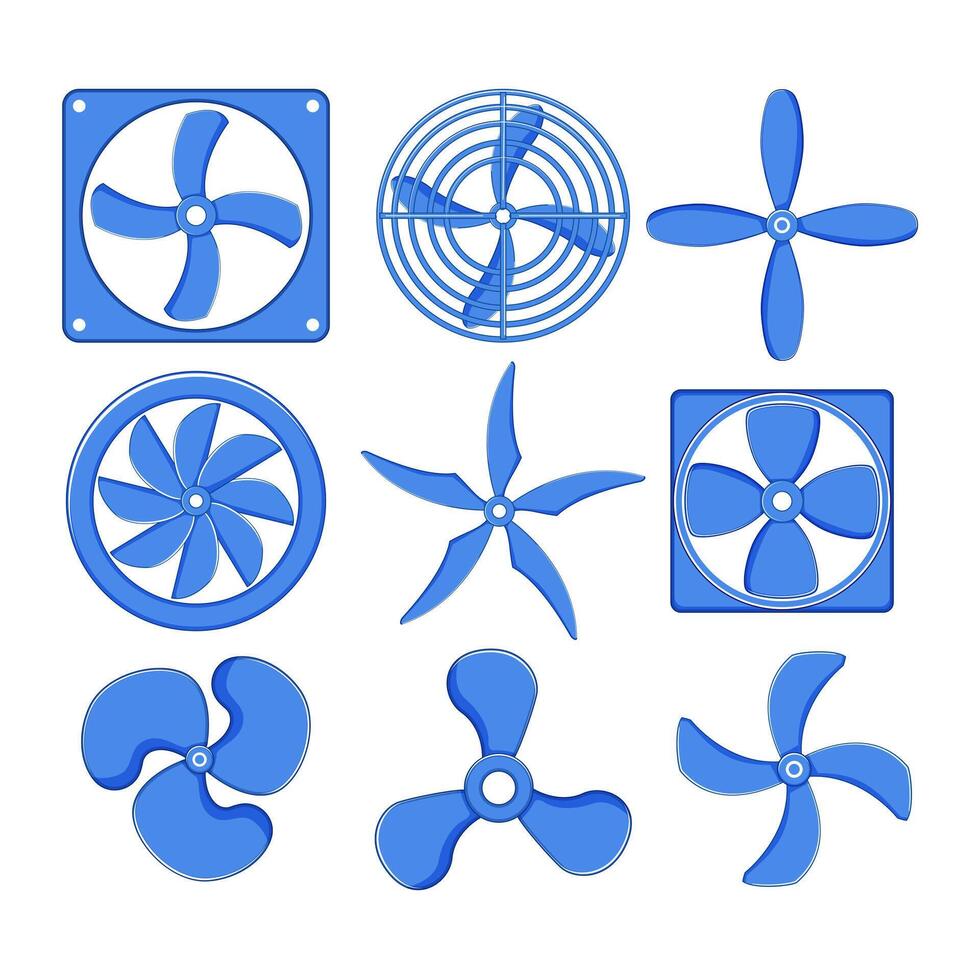 cooling fan set cartoon illustration vector