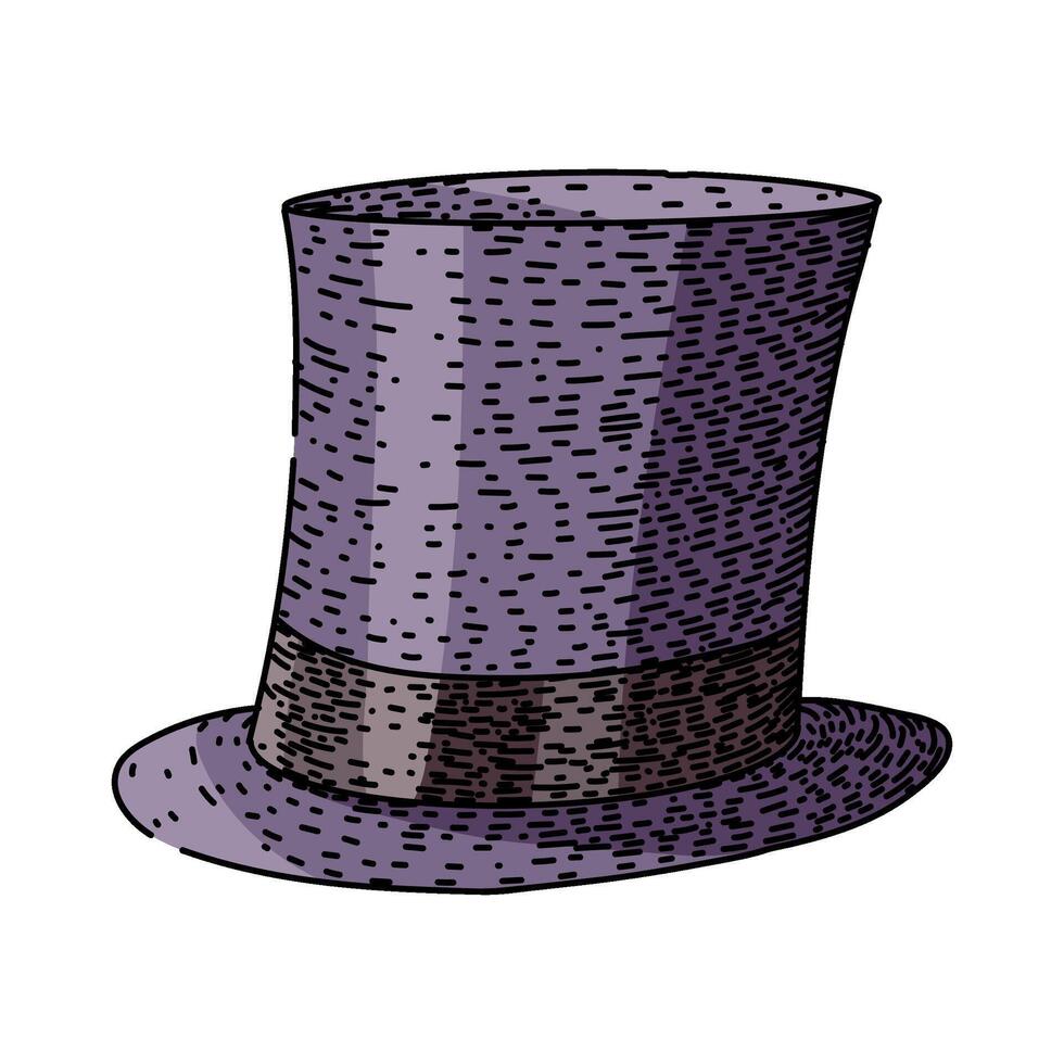 style top hat sketch drawn vector