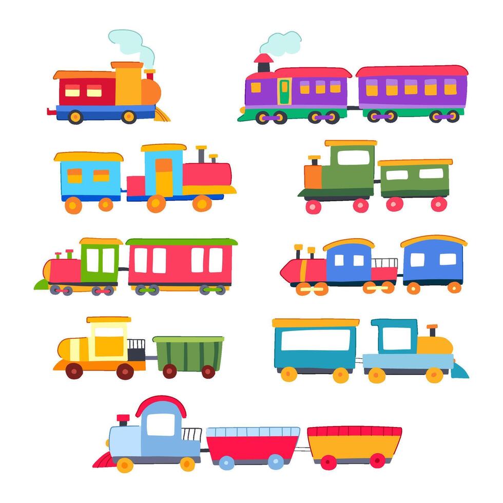 train toy set cartoon illustration vector