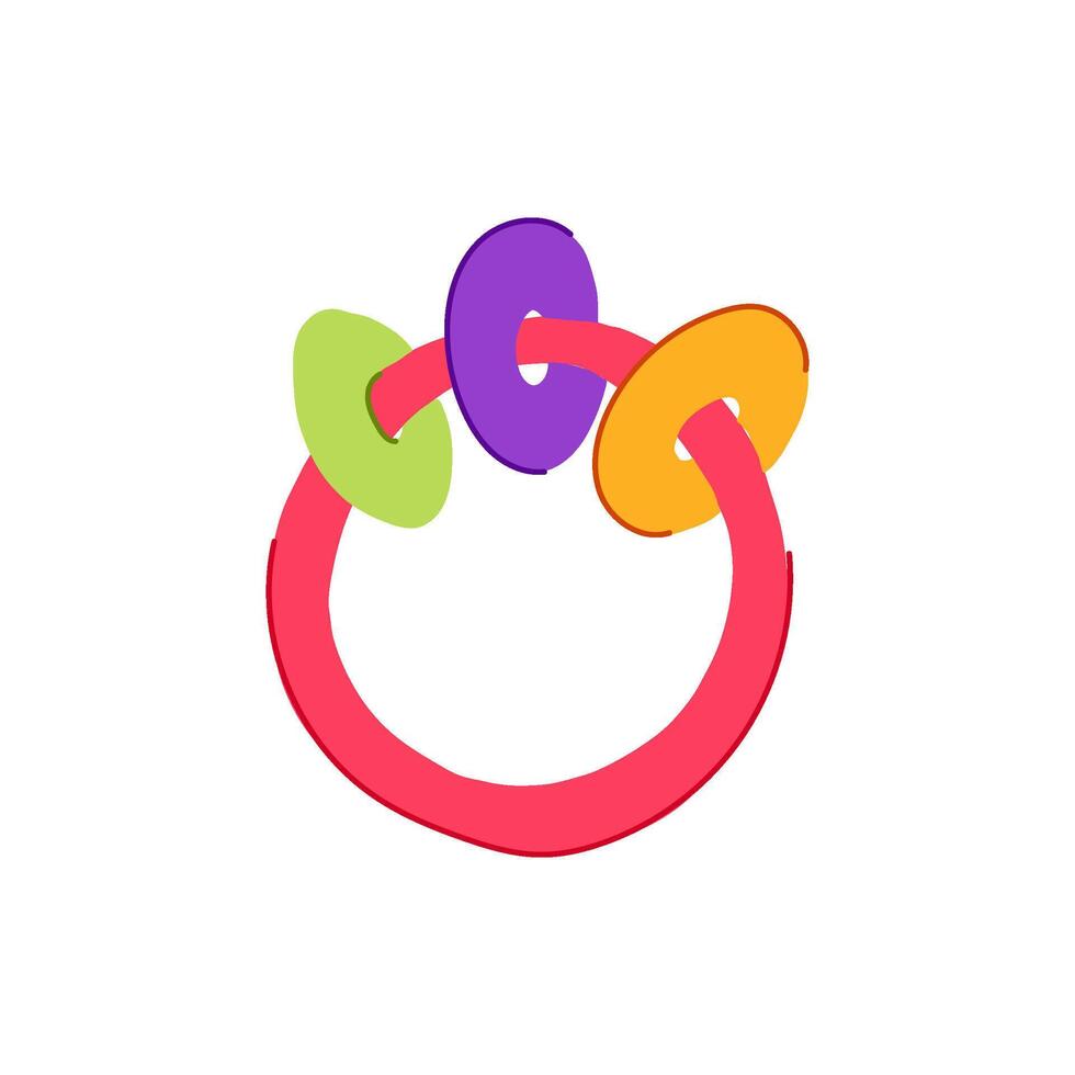 teething baby rattle cartoon illustration vector