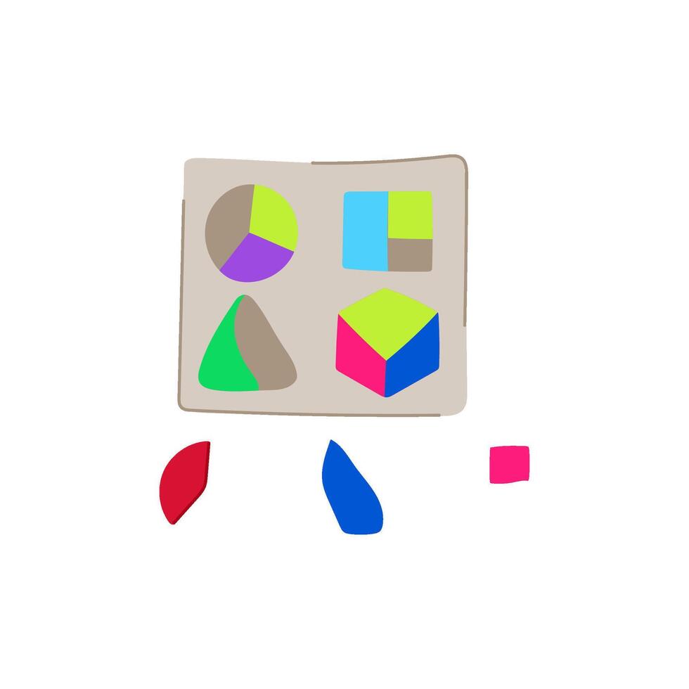 solving puzzles toy cartoon illustration vector
