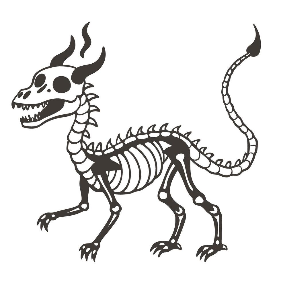 skeleton dragon illustration mythical fantasy creature with skeletal bones and fierce expression vector