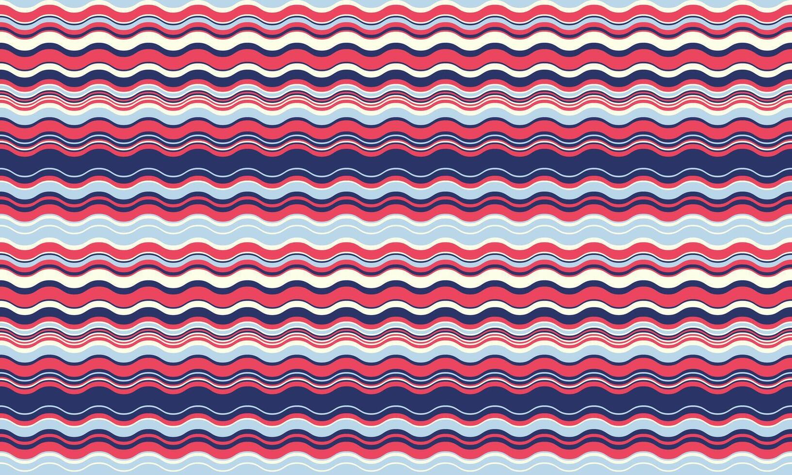 Vibrant wavy stripes in pink, blue, and white create a cheerful, playful pattern perfect for textile design, website backgrounds, or packaging. vector