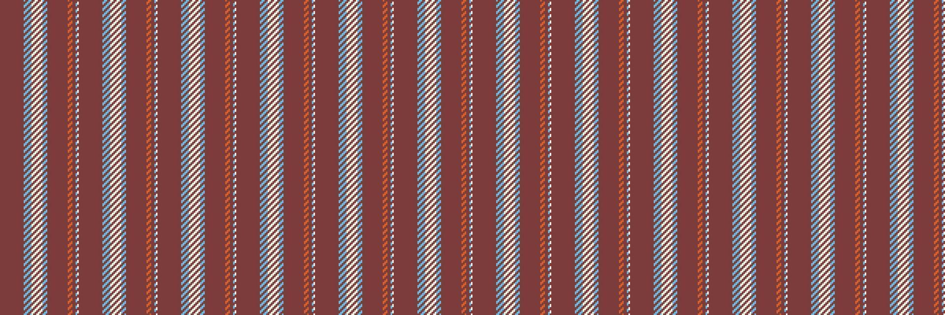 Lentle stripe fabric pattern, fiber background seamless texture. Tosy textile lines vertical in red and cyan colors. vector