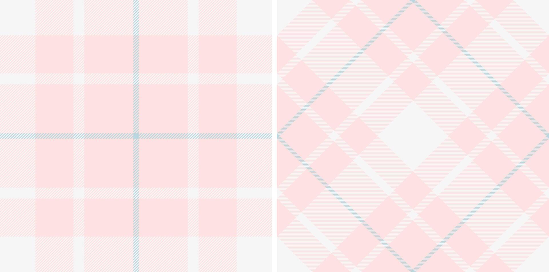 Delicate pastel pink and white plaid patterns perfect for backgrounds, textiles, or packaging. Subtle textures create a soft, feminine aesthetic. Ideal for branding, websites, or crafting projects. vector