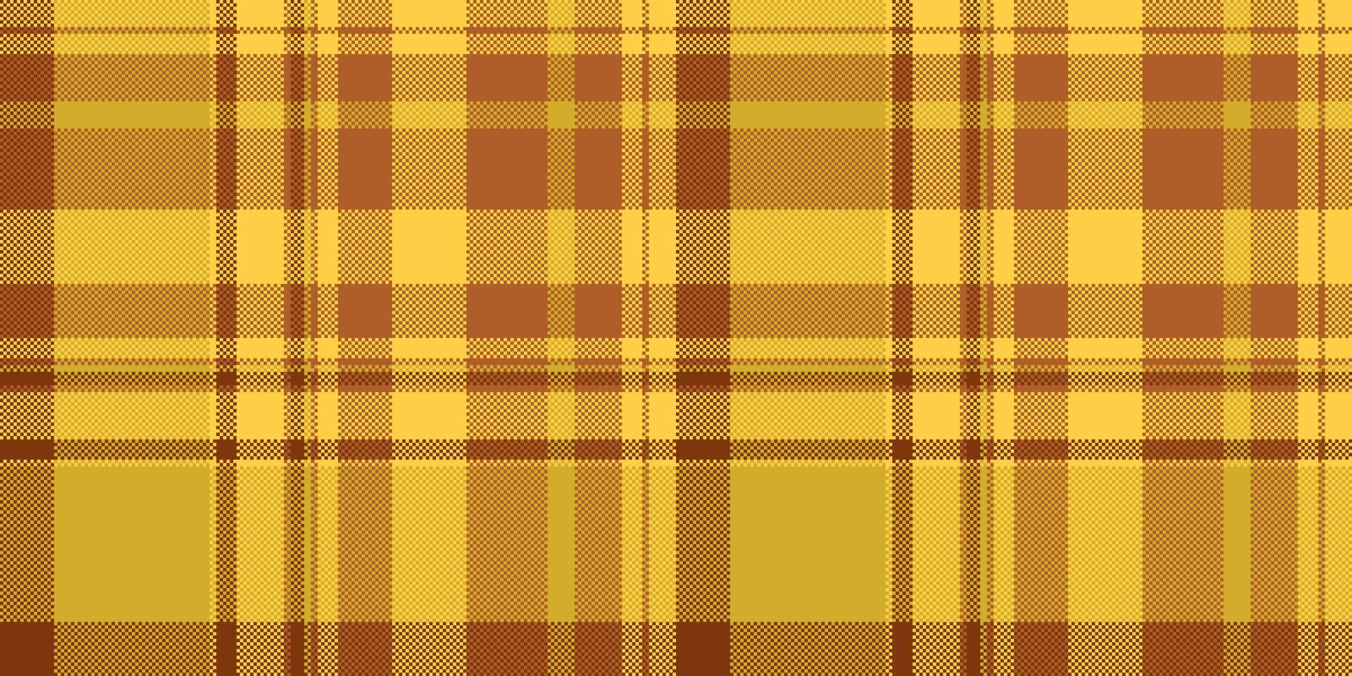 Warm autumnal plaid pattern in gold and brown hues. Perfect for textile design, fashion, fallthemed projects, and creating cozy backgrounds. vector