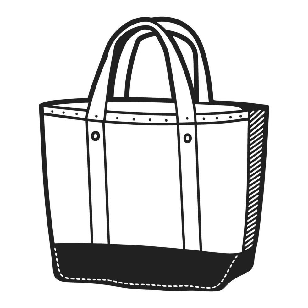 classic tote bag illustration black and white design, fashion and accessory concept vector