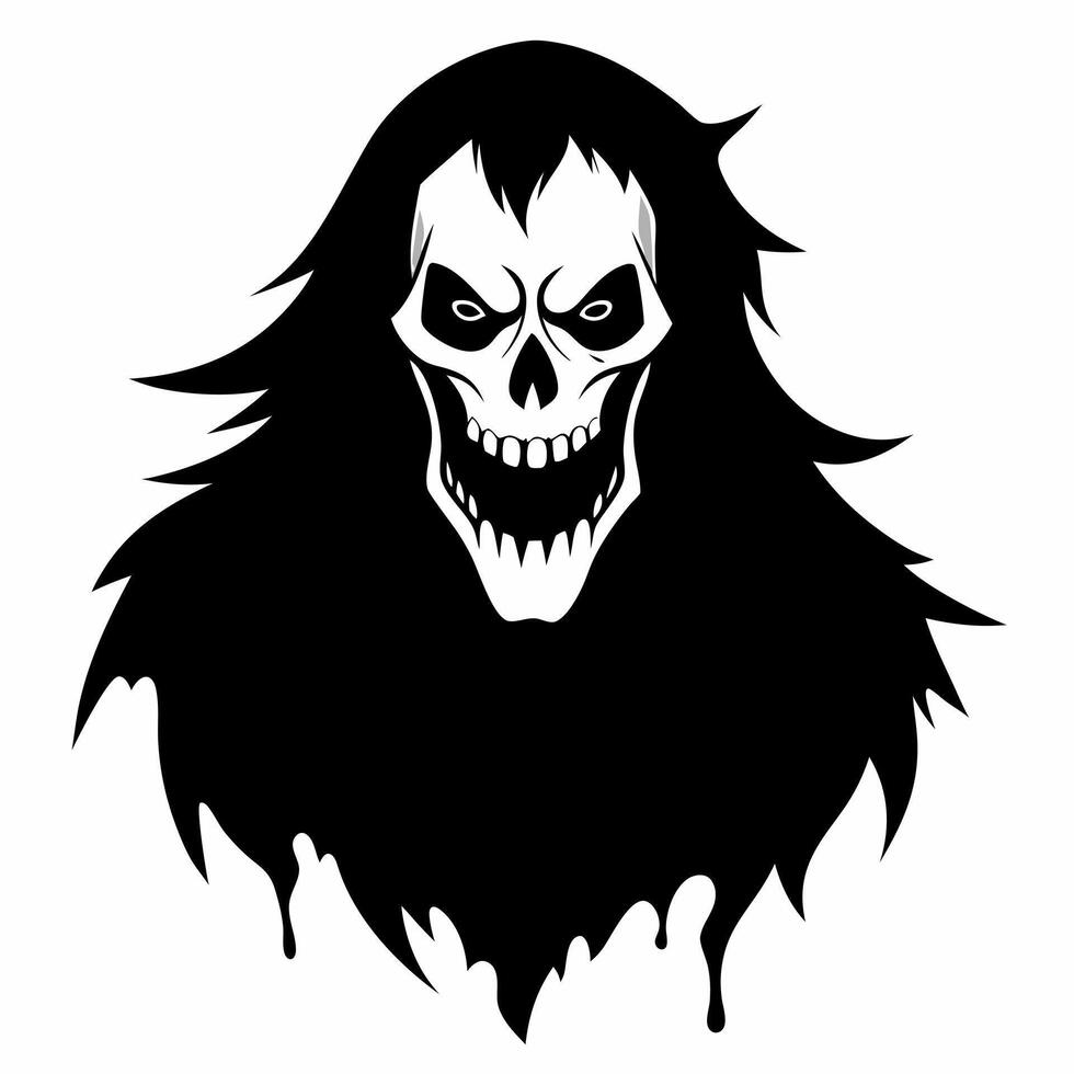 Terrifying Grim Reaper Skull Illustration Dark and Haunting Art vector
