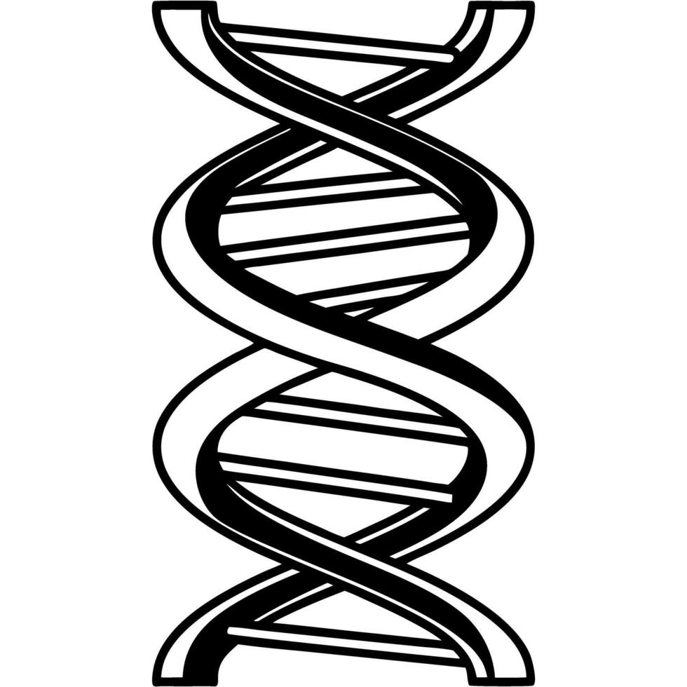 Black and white dna helix illustration emphasizing genetic science and biology vector