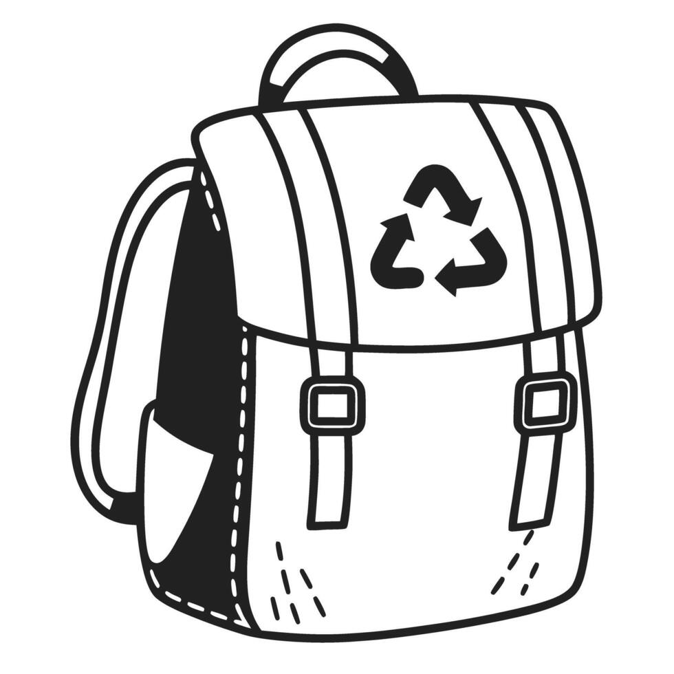 eco friendly backpack with recycling symbol, sustainable fashion and environmental awareness concept vector