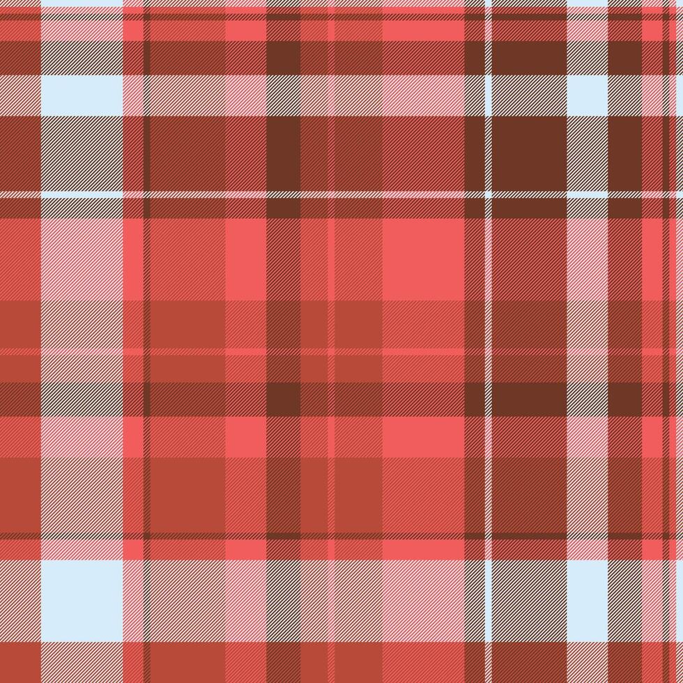 Vibrant coral, brown, and pale blue plaid pattern. Perfect for textile designs, website backgrounds, or fashion projects. vector