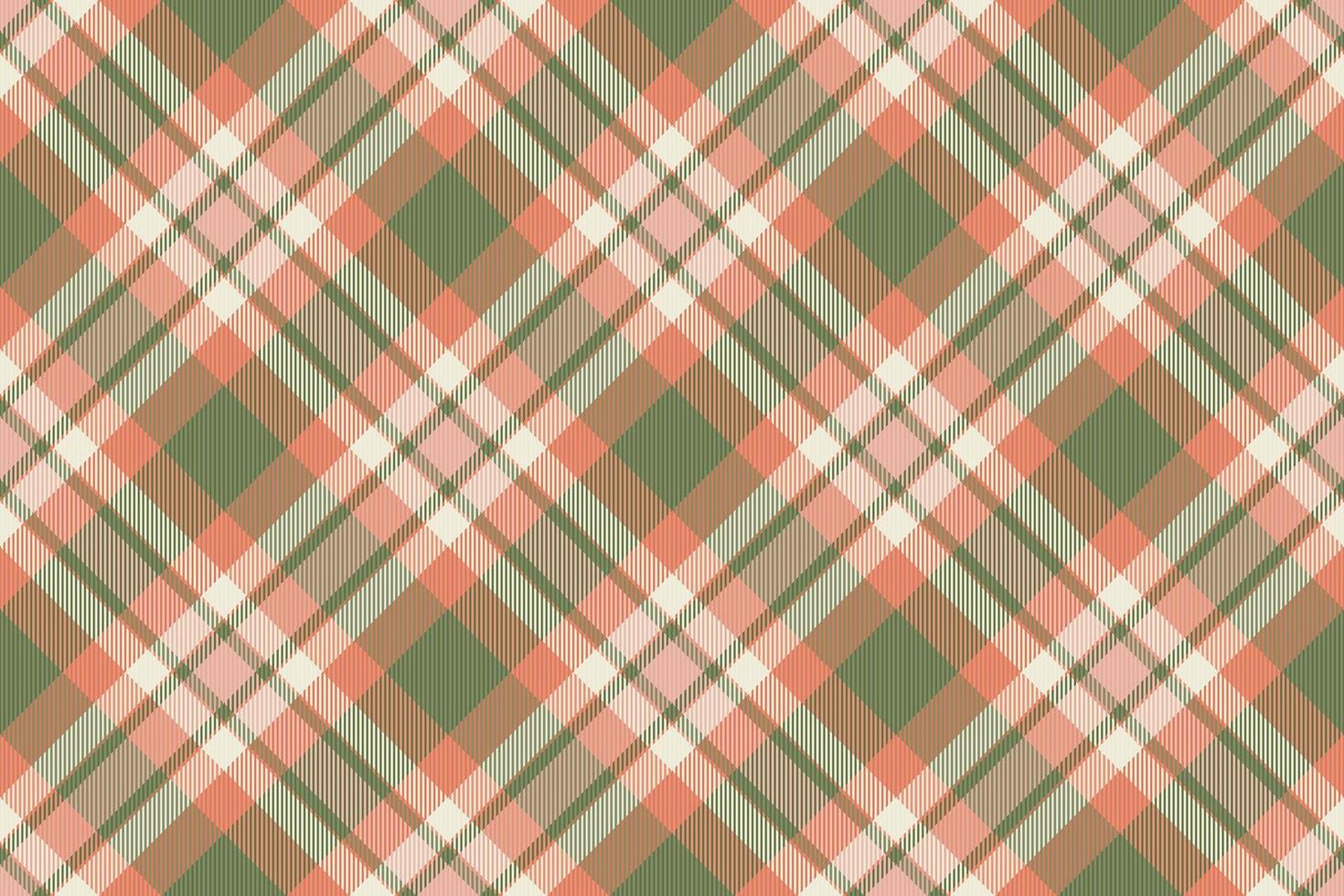 Elegant coral, green, and cream plaid pattern. Perfect for textile designs, apparel, websites, or scrapbooking. vector