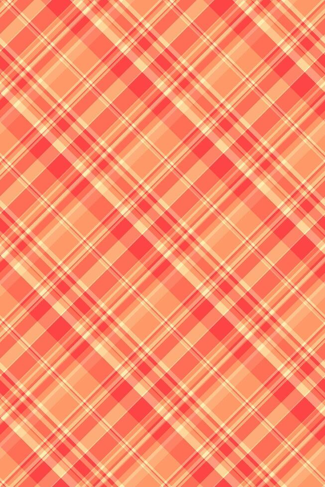Relief tartan texture, styled background textile plaid. Sixties pattern fabric seamless check in red and orange colors. vector