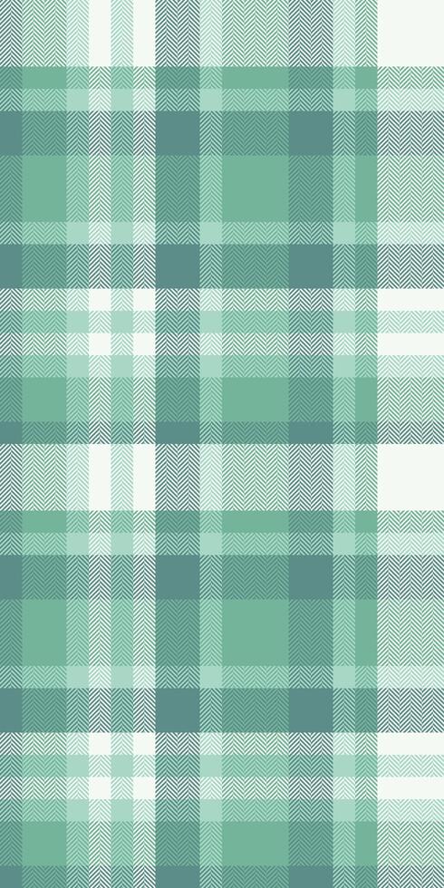 Faded texture tartan fabric, halftone textile seamless background. Product pattern check plaid in mint and white colors. vector