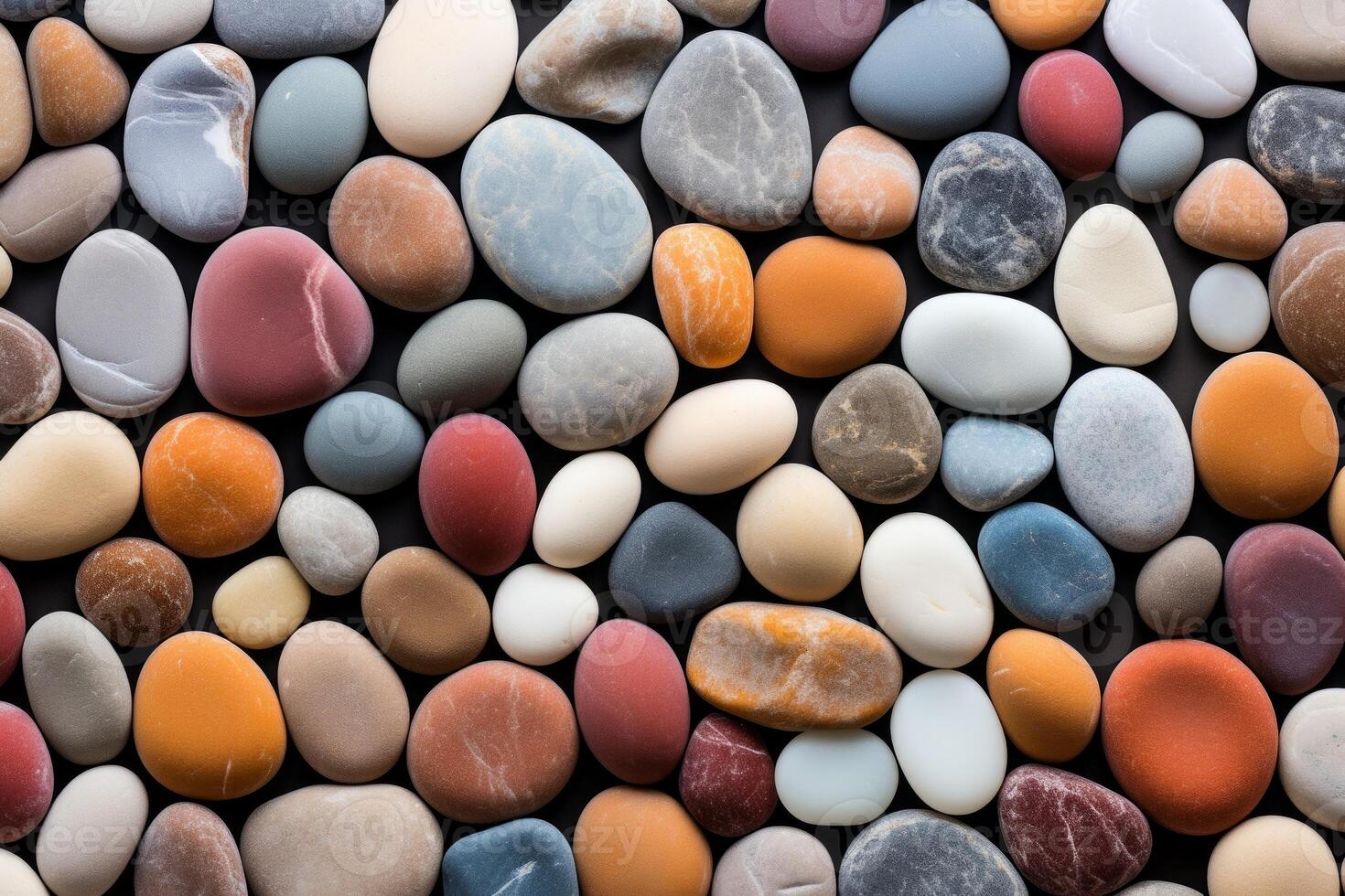 A large pile of colorful pebbles photo