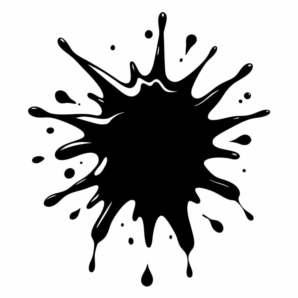 Black Ink Splatter Abstract Art Design on White Background vector