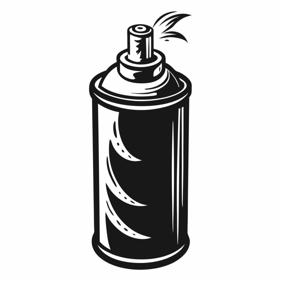 Retro Black and White Spray Can Illustration for Creative Projects vector