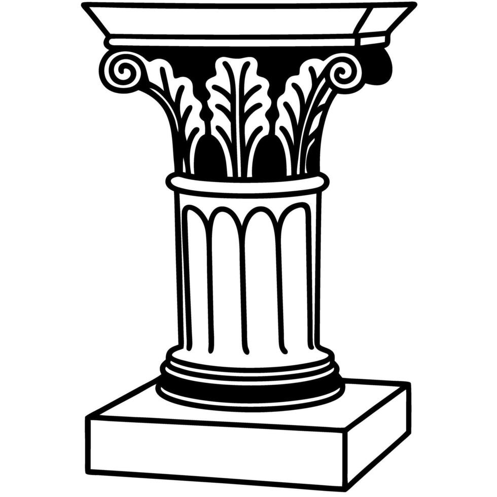 detailed ionic column illustration classical architecture, ornate design, historical art representation vector
