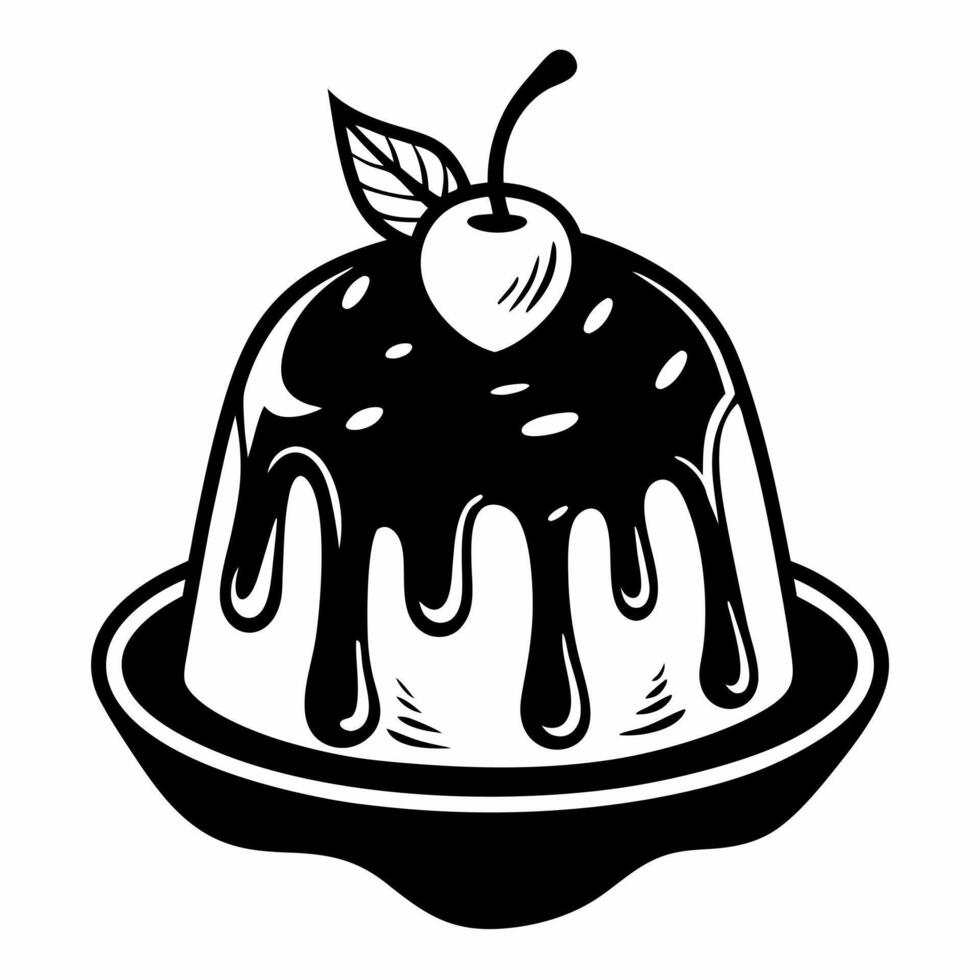 Charming Retro Dessert Illustration with Cherry and Dripping Glaze vector