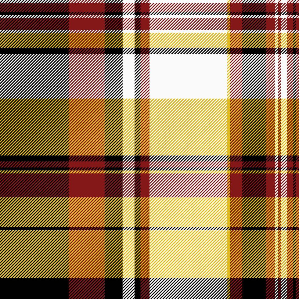 Vibrant autumnal plaid pattern in warm golds, reds, and blacks. Perfect for fallthemed designs, textiles, or website backgrounds. Evokes feelings of warmth, comfort, and tradition. vector